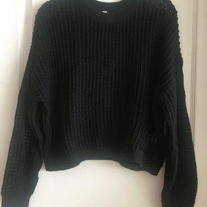 $25 or 3/$50 Old Navy 100% Cotton Crochet Crop Sweater Size L Black